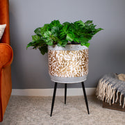 Gold Leaf Planter on Legs 59 cm