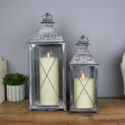 Vintage Lattice Candle Lantern Set, Black