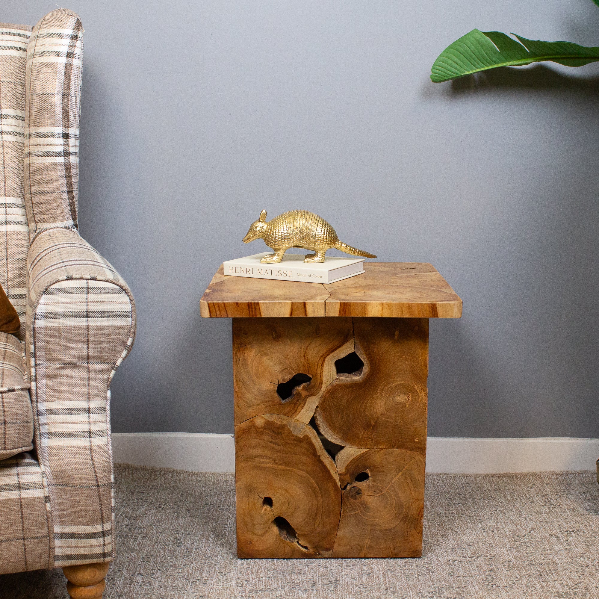 Teak Slice Square Side Table