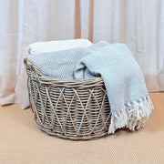 Cross Weave Round Rattan Log Basket
