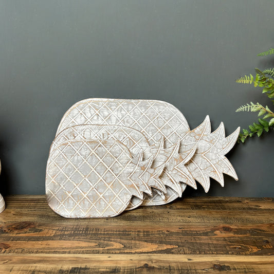 Whitewashed Pineapple Platters (Set of 3)