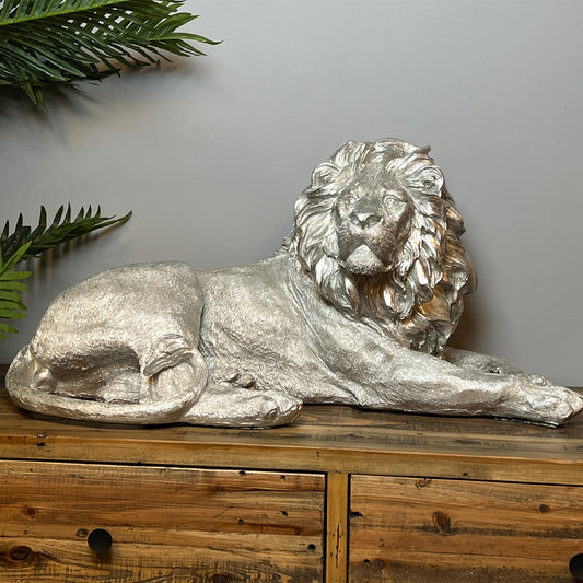 Large Lying Silver Lion