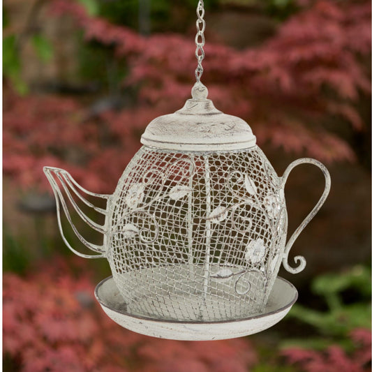 Teapot Birdfeeder With Fleur Bracket