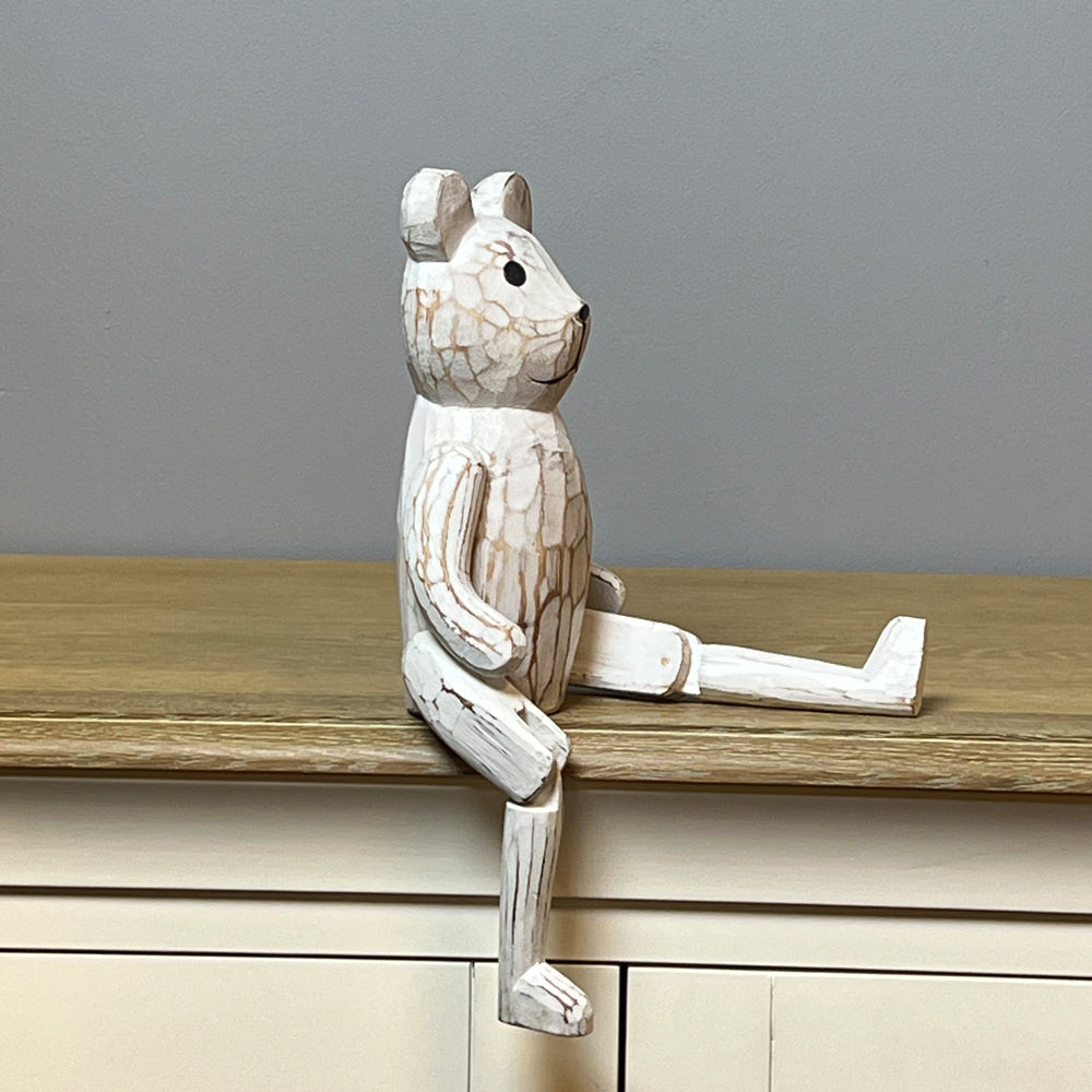 Articulated White Wooden Bear