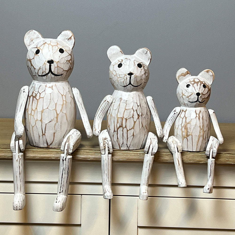 Articulated White Wooden Bear